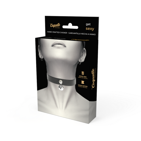 Coquette Chic Desire - Collar Cuero Vegano Accesorio Woman Cascabel - Imagen 5