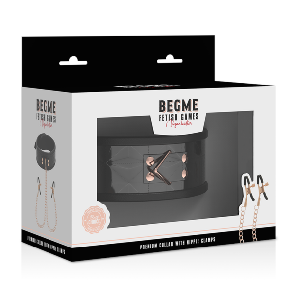 Begme - Black Edition Collar Con Cadenas Y Pinzas Pezones Con Forro De Neopreno - Imagen 7