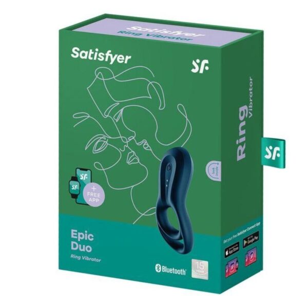 Satisfyer - Epic Duo Anillo Vibrador App Azul - Imagen 3