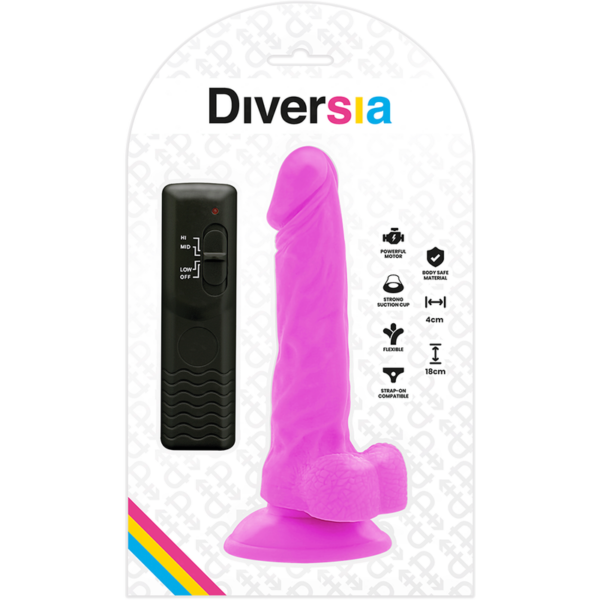 Diversia - Dildo Flexible Con Vibración Lila 18 Cm -O- 4 Cm - Imagen 8