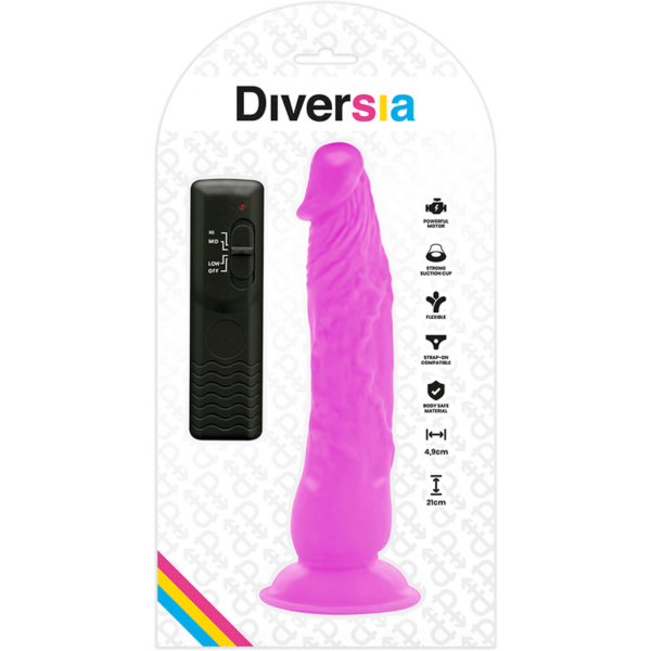 Diversia - Dildo Flexible Con Vibracion Lila 21 Cm -O- 4.9 Cm - Imagen 9