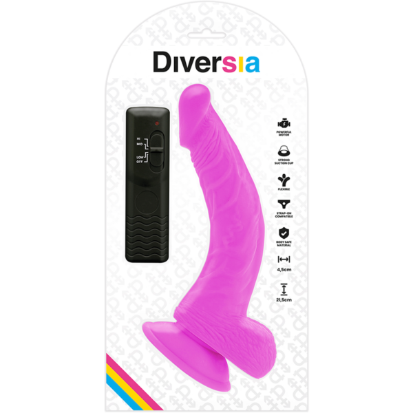 Diversia - Dildo Flexible Con Vibracion Lila 21.5 Cm -O- 4.5 Cm - Imagen 8