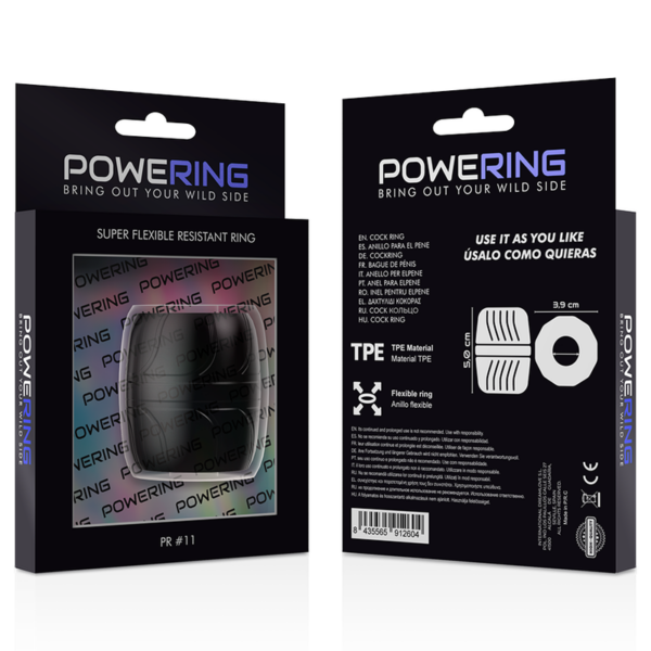 Powering - Super Flexible Y Resistente Anillo Pene 5 Cm Pr11 Negro - Imagen 7