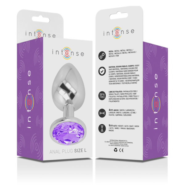 Intense - Plug Anal Metal Aluminio Con Cristal Violeta Talla L - Imagen 7