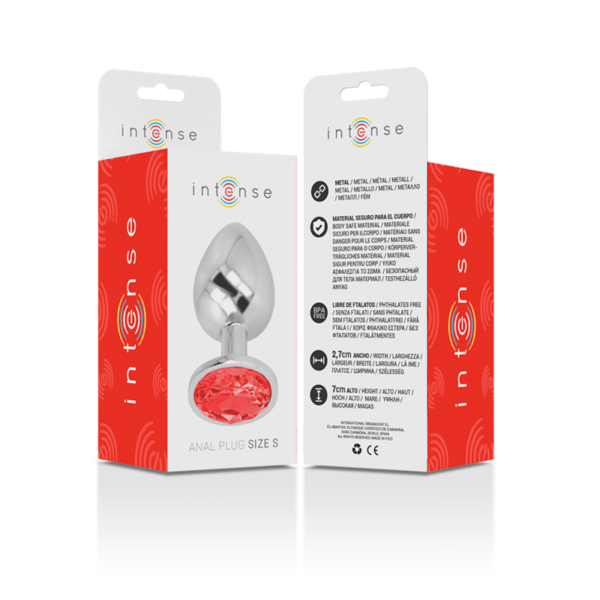 Intense - Plug Anal Metal Aluminio Con Cristal Rojo Talla S - Imagen 7