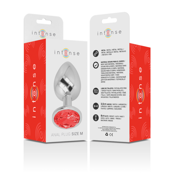 Intense - Plug Anal Metal Con Cristal Rojo Talla M - Imagen 7