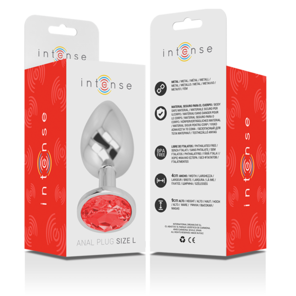 Intense - Plug Anal Metal Aluminio Con Cristal Rojo Talla L - Imagen 7
