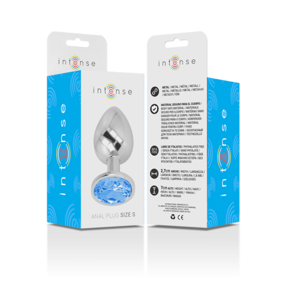 Intense - Plug Anal Metal Aluminio Con Cristal Azul Talla S - Imagen 7