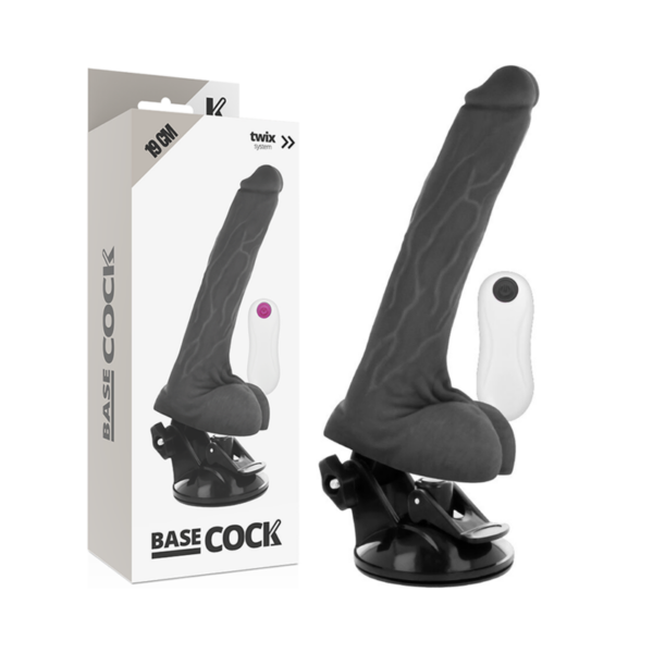 Basecock - Vibrador Realistico Control Remoto Negro 19 Cm