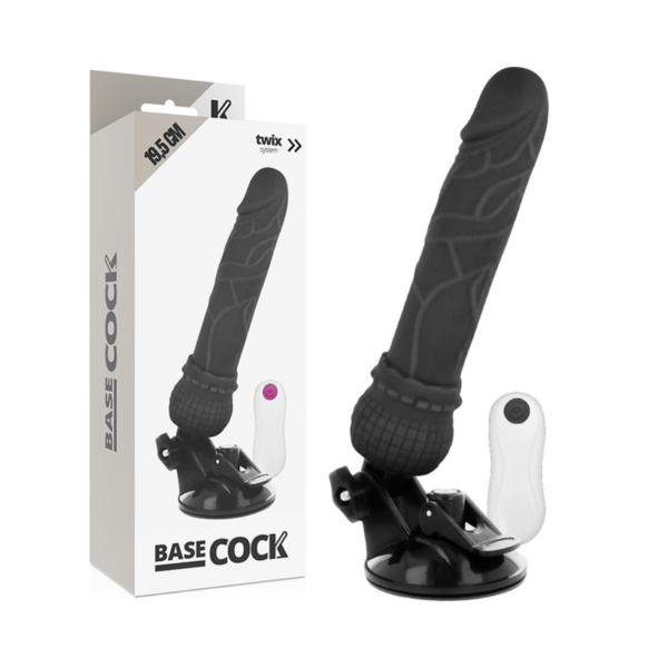 Basecock - Vibrador Realistico Control Remoto Negro 19.5 Cm