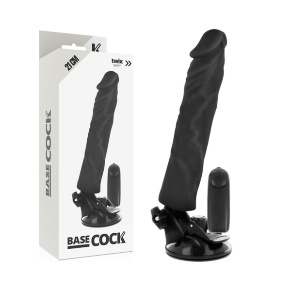 Basecock - Vibrador Realistico Control Remoto Negro 21 Cm