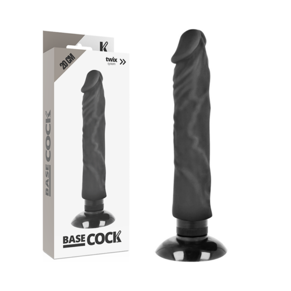 Basecock - Vibrador Realistico 2-1 Natural Negro 20 Cm