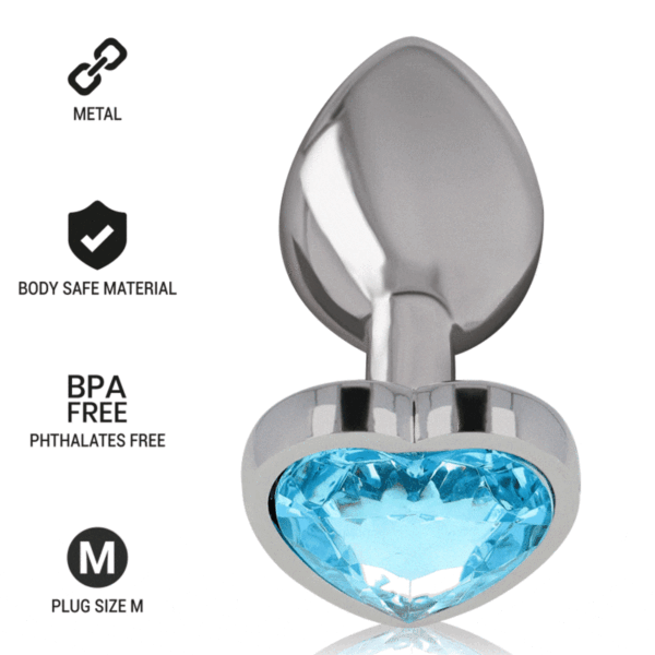 Intense - Plug Anal Metal Aluminio Corazón Azul Talla M - Imagen 7