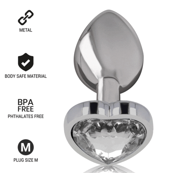 Intense - Plug Anal Metal Aluminio Corazón Blanco Talla M - Imagen 7