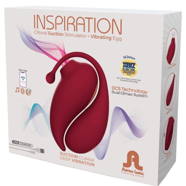 Adrien Lastic - Inspiration Succionador Clitoris + Huevo Vibrador Rojo - App Gratuita - Imagen 9