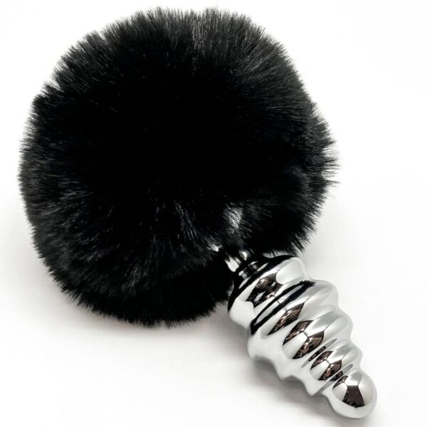 Alive - Anal Pleasure Plug Espiral Metal Pompon Negro Talla M