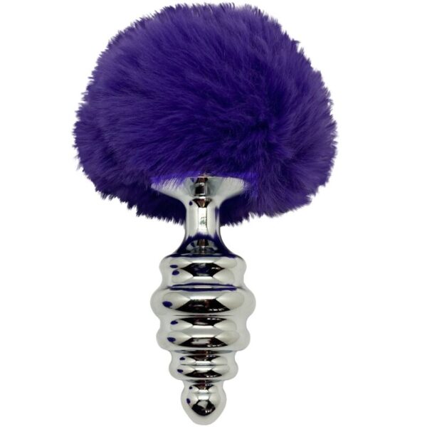 Alive - Anal Pleasure Plug Espiral Metal Pompon Violeta Oscuro Talla M - Imagen 3