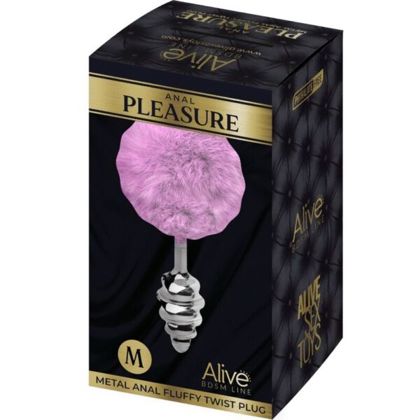Alive - Anal Pleasure Plug Espiral Metal Pompon Violeta Talla M - Imagen 4
