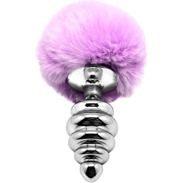 Alive - Anal Pleasure Plug Espiral Metal Pompon Violeta Talla M - Imagen 2