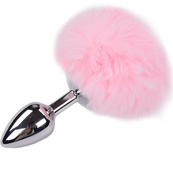 Alive - Anal Pleasure Plug Liso Metal Pompon Rosa Talla L