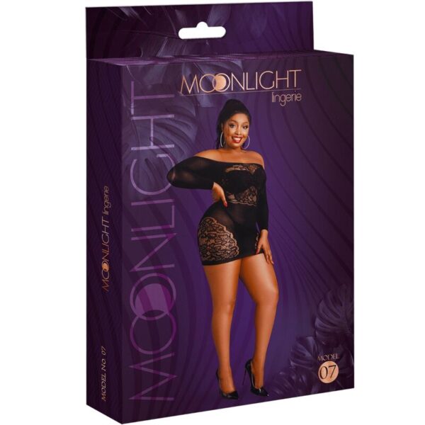 Moonlight - Modelo 7 Vestido Manga Larga Negro Talla Unica / Plus Size - Imagen 3