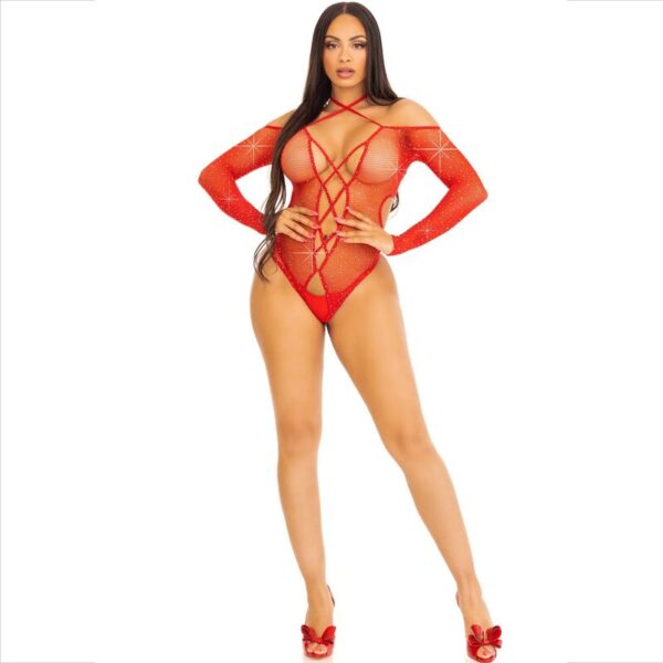Leg Avenue - Body Crotchless Con Brillo Rojo - Imagen 5