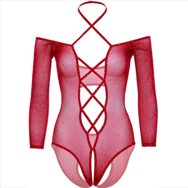 Leg Avenue - Body Crotchless Con Brillo Rojo - Imagen 9