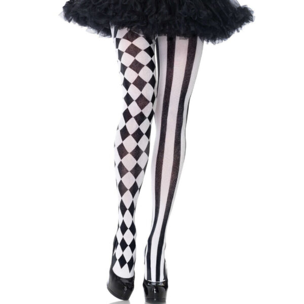 Leg Avenue - Medias Arlequin Negro/Blanco