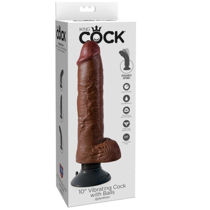King Cock - Dildo Vibrador Con Testículos 25.5 Cm Color Marrón 3 King Cock - Dildo Vibrador Con Testículos 25.5 Cm Color Marrón - Imagen 3
