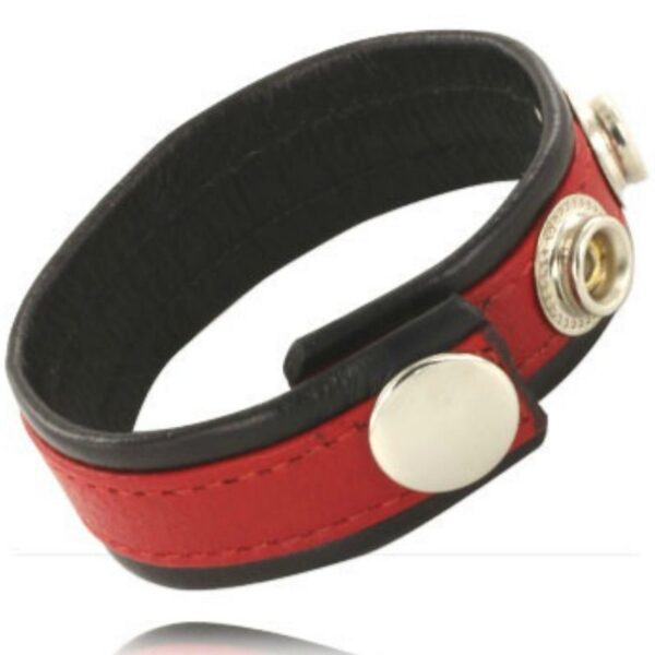 Leather Body - Correa De Cuero Ajustable Para Pene Roja- Negra