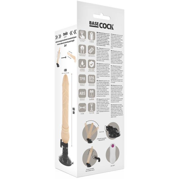 Basecock - Vibrador Realistico Control Remoto Natural 19.5 Cm -O- 4 Cm - Imagen 5