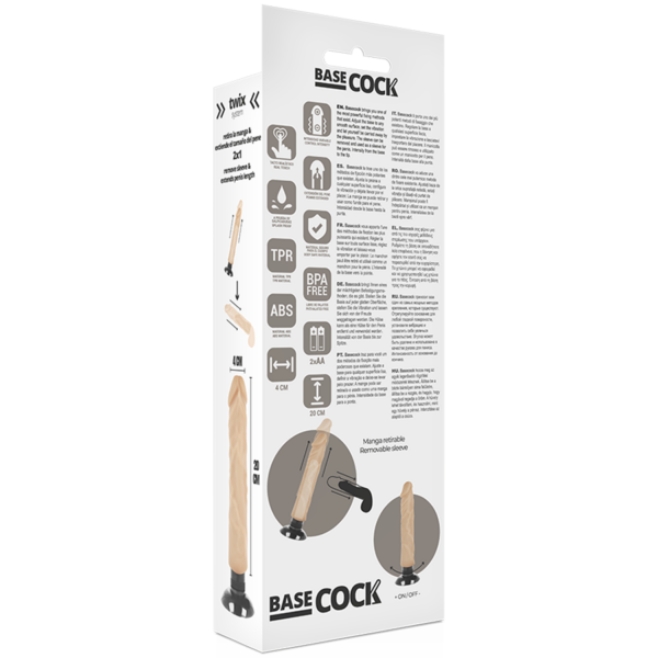 Basecock - Vibrador Realistico 2-1 Natural 20 Cm -O- 4 Cm - Imagen 7