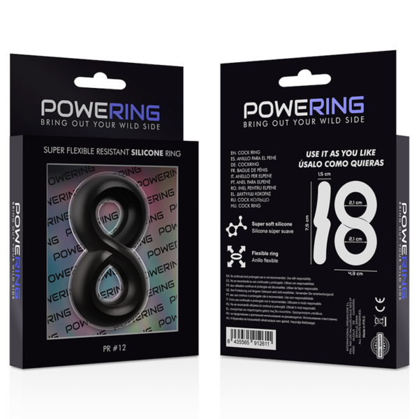 Powering - Super Flexible Y Resistente Anillo Pene Y Testiculos  Pr12  Negro - Imagen 9