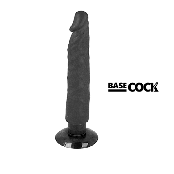 Basecock - Vibrador Realistico 2-1 Natural Negro 20 Cm -O- 4 Cm