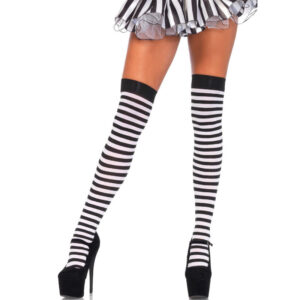 Leg Avenue - Calcetines Altos De Rayas Negro/blanco