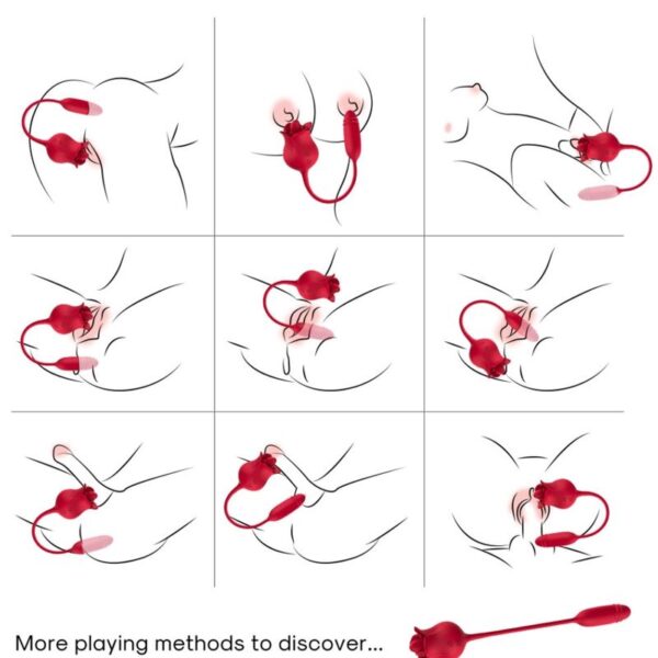 Armony - Roselip Estimulador Clitoris Con Lengua 10 Modos &Amp; Vibrador Rojo - Imagen 5