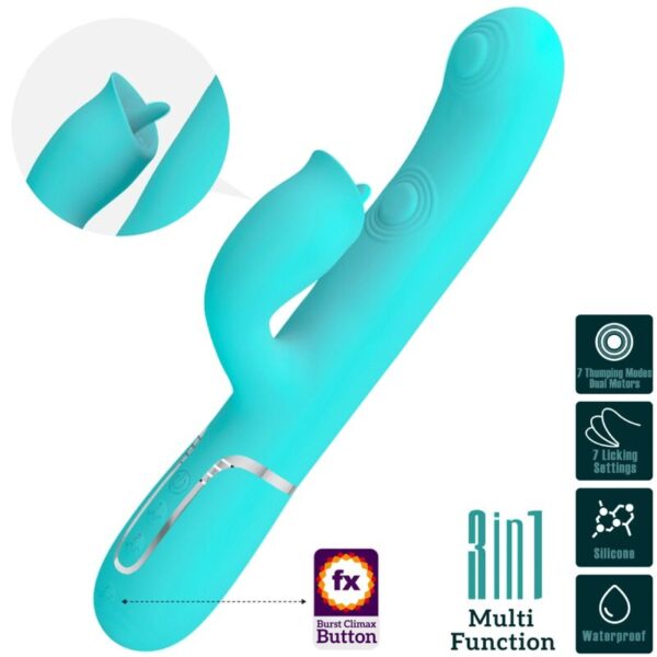 Pretty Love - Vibrador Rabbit Con Licking Verde Agua - Imagen 3