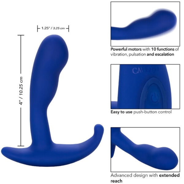 Calexotics - Admiral Curved Estimulador &Amp; Vibrador Anal Azul - Imagen 4