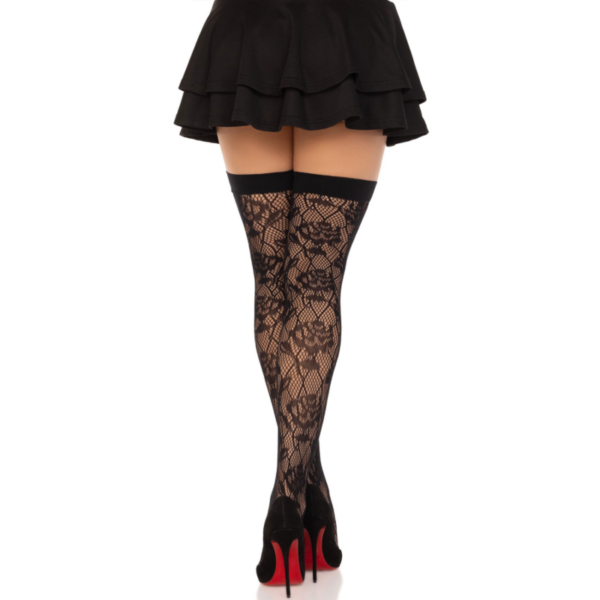 Leg Avenue - Medias Red Rosas Silvestres Negro - Imagen 2