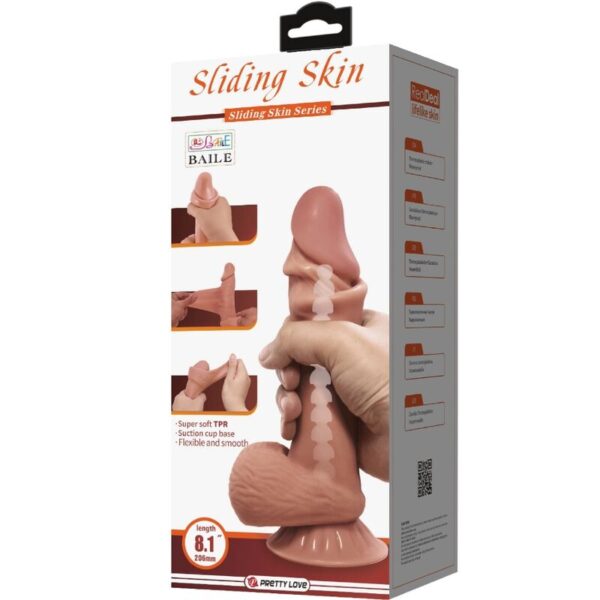 Pretty Love - Sliding Skin Series Dildo Realístico Con Ventosa Piel Deslizante Moreno 19.4 Cm - Imagen 7