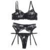 Subblime - Set De 3 Piezas Sujetador + Tanga + Liga Estampado Floral - Imagen 5