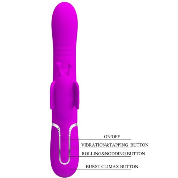 Pretty Love - Vibrador Rabbit Multifunción 4 En 1 Mariposa Fucsia - Imagen 8