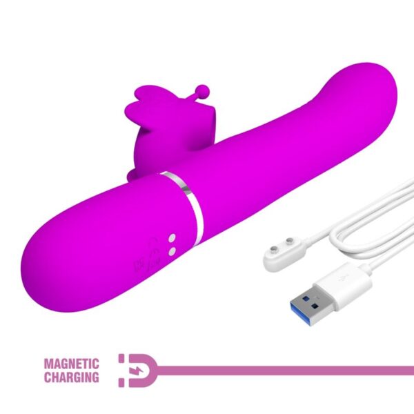 Pretty Love - Vibrador Rabbit Multifunción 4 En 1 Mariposa Fucsia - Imagen 9