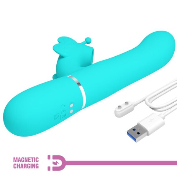 Pretty Love - Vibrador Rabbit Multifunción 4 En 1 Mariposa Verde Agua - Imagen 9