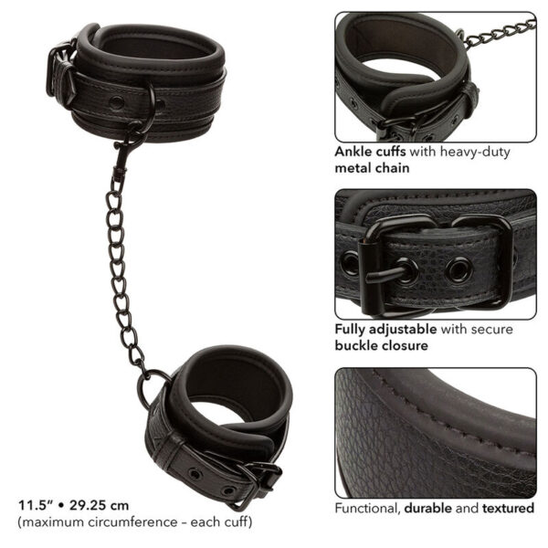 Calexotics - Nocturnal Esposas De Tobillo Cuero Ajustable Negro - Imagen 4
