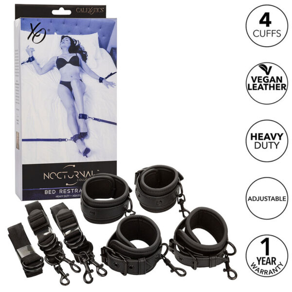 Calexotics - Nocturnal Restricciones De Cama Cuero Ajustable Negro