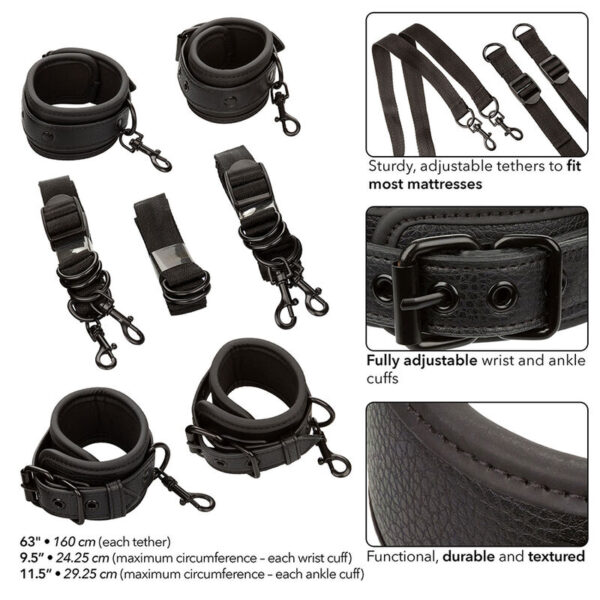 Calexotics - Nocturnal Restricciones De Cama Cuero Ajustable Negro - Imagen 3