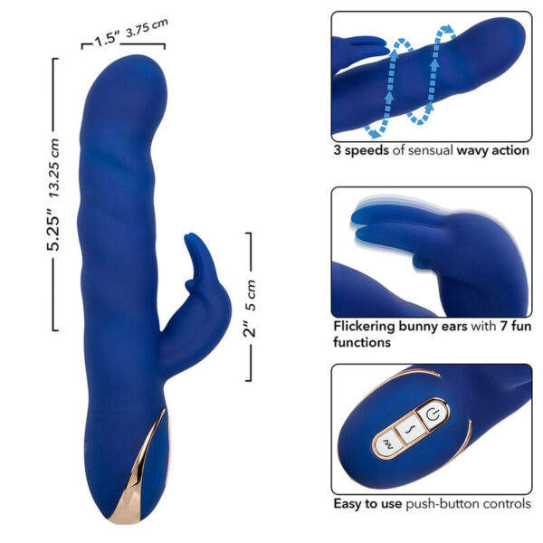 Calexotics - Jack Vibrador Rabbit Movimiento De Ondas Azul - Imagen 7