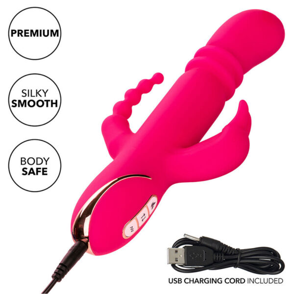 Calexotics - Jack Fantasy Triple Vibrador Calentable Rabbit Rosa - Imagen 8