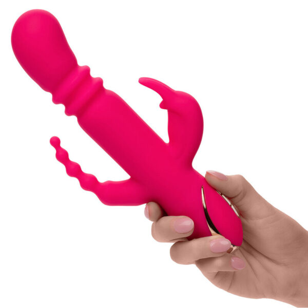 Calexotics - Jack Fantasy Triple Vibrador Calentable Rabbit Rosa - Imagen 6